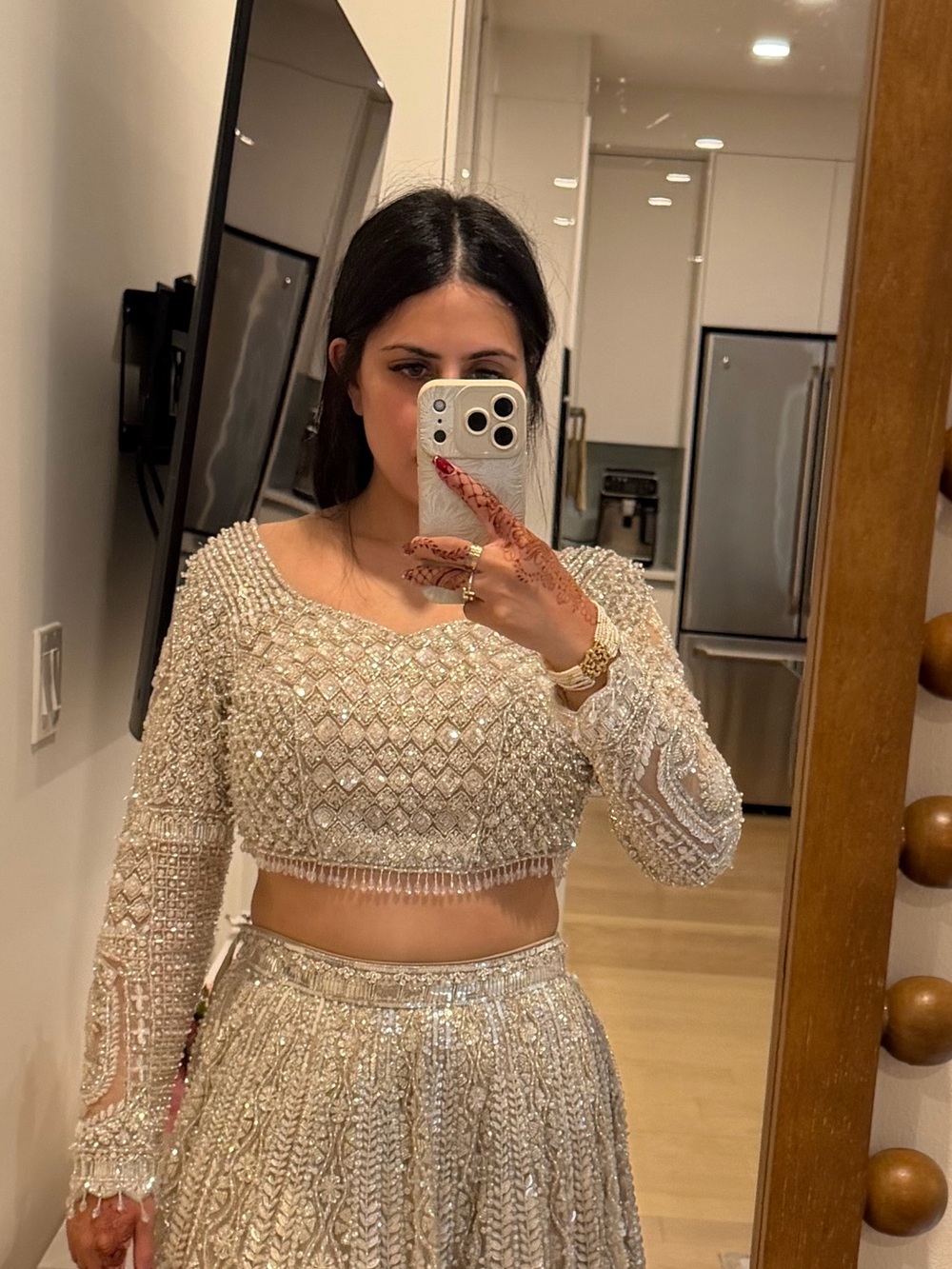 Beaded Ivory Bridal Lehenga Top
